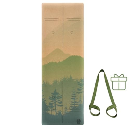 Satori Concept Cork Yoga Mat with Natural Rubber Base, Extra Size, Thickness and Support, Excellent Cushion & Grip, Non-Slip, Non-Toxic, Sweat-Resistant, Sustainable, Eco-friendly Exercise Mat (Mountain, Standard 72 x 26 x 4mm)