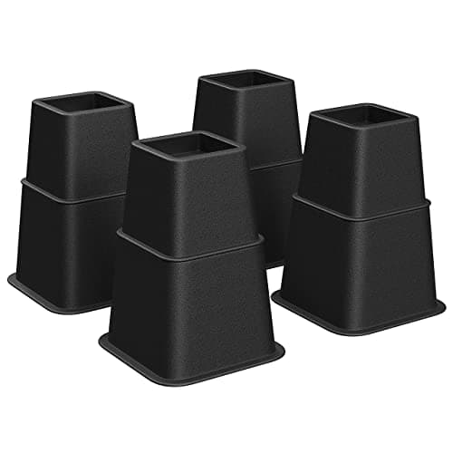 SONGMICS Bed Risers, 4-Pack Furniture Risers, Heavy Duty Bed Lifts in Heights of 3, 5 or 8 Inches, Lifts up to 1300 lb, for Sofa, Table Legs Extenders, Black UCDG001B01