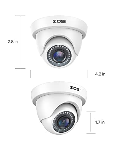 ZOSI 4Pack 2.0MP HD 1080P Security Cameras Kit, 80ft Night Vision, Indoor Outdoor Home CCTV Dome Camera for 1080P/5MP/4K HD-TVI Analog DVR System 9