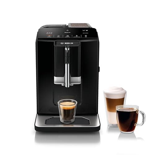 Bosch 300 Series Fully Automatic Espresso and Coffee Machine – One Touch Milk Drinks, Built-In Ceramic Grinder, In-Cup Frother, Easy Clean and Descale, Black TIU20109
