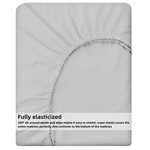 HBHLFZ Twin Fitted Sheet Only, Soft Breathable Bottom Sheet - 39"x75" Deep Pockets Twin Size Fitted Sheet - All Around Stretch Fit, Wrinkle Resistant, Colorfast - Easy Care, Light Gray 5