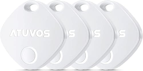 ATUVOS Air Tracker Tags-4 Pack, Bluetooth Luggage Tracker Works with Apple Find My APP (iOS Only, Not for Android), Keys Finder and Item Locator for Luggage, Backpack, Suitcases, Replaceable Battery