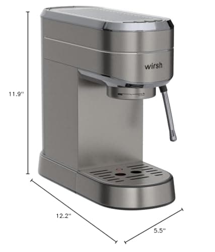 wirsh Espresso Machine,20 Bar Espresso Maker with Commercial Steamer for Latte and Cappuccino, Expresso Coffee Machine with 42 oz Removable Water Tank,Stainless Steel (Home Barista) 10