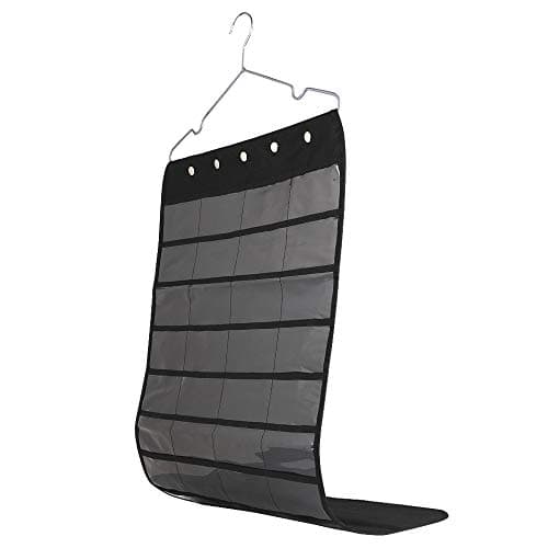 Forypretty Hanging Jewelry Organizer, Double-Sided 80 Pockets (40 Front + 40 Back), Closet & Hook Jewelry Storage, for Earrings, Necklaces, Bracelets, Rings & Pendants, Black 5