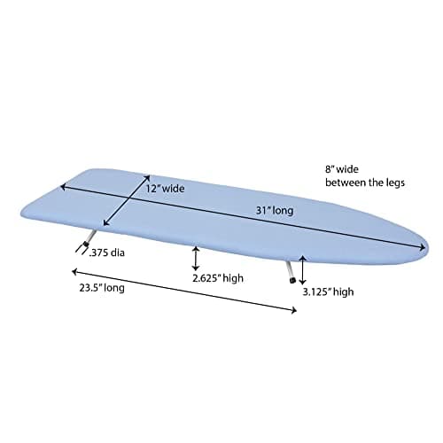 Household Essentials 120101-0 Collapsible Space Saving Tabletop Ironing Board with Folding Legs | Blue, 12" X 31" 7