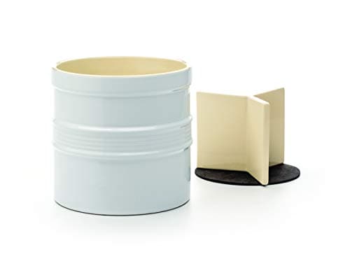 RSVP International Large Ceramic Utensil Holder, Kitchen Tool Crock Includes Removable Divider Allows Tools to Stand Straight, Non-Scratch Bottom to Protect Countertops, 7.5x7, White