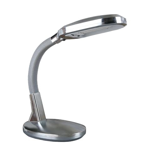 Desk Lamp - Natural Sunlight Lamp with Adjustable Gooseneck - Reading Light for Working, Crafting, Sewing, or Homework by Lavish Home (Silver)