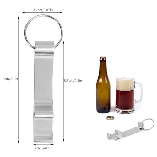 Rpanle Set of 2 Key Ring Bottle Opener, Beer Bottle Opener Claw Bar Small Ring Beverage Keyring, Mini Bottle Openers in Silver Keyring, Beer Bottle Opener 6