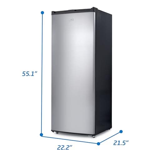 Commercial Cool Upright Freezer, Stand Up Freezer 6 Cu Ft with Reversible Door, Black with VCM Door 6
