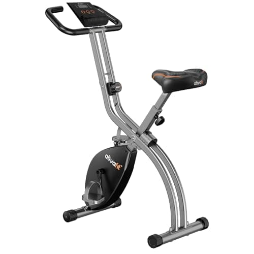 ATIVAFIT Folding Exercise Bike with Breathable Comfortable Seat Saddle for Men Women Foldable Fitness Indoor Stationary Bike Magnetic 3 in 1 Upright Recumbent Exercise Bike for Home Workout
