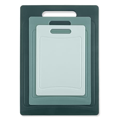 COOK WITH COLOR Non-Slip Cutting Board Set – Kitchen Essentials with Easy Grip Handle for Meat, Veggies, and Fruits, 3 Cutting Boards, Teal 7