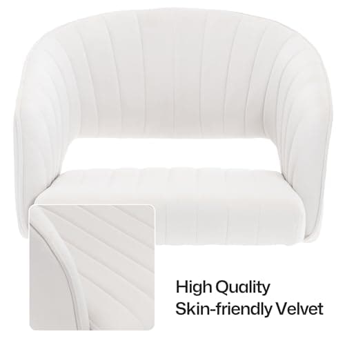 HENGJIANYI Home Office Swivel Desk Chair, Modern Velvet Vanity Chair, Height Adjustable Armchair with Gold Base, Ergonomic Office Chair for Task Study Computer Room, Beige 9