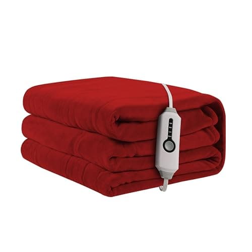 ReyyNio Heated Electric Blanket 72"x84" Full Size, Soft Coral Fleece Fast Heated Blanket with 4 Heating Levels and 10 Hours Auto-Off, Cozy Plush Fabric, Machine Washable - Home, Red