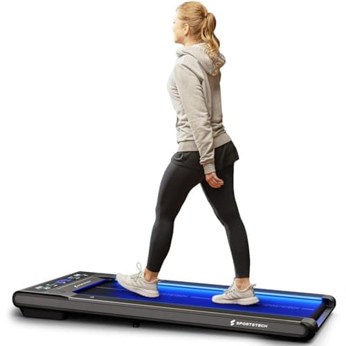 Walking Pad Under Desk Treadmill for Home | Portable Treadmill 300 lbs Capacity with Remote | Compatible Fitness App | LED Display | No Installation (sWalk Grey)