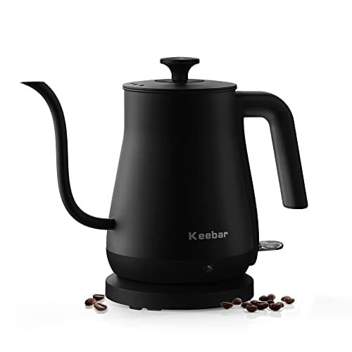 Keebar Electric Kettle, Gooseneck Kettle with Auto Shut Off, 0.8L Small Eletric Tea Kettle, Precise Spout Designed for Coffee Tea, 1000W Quick Heat Up, Stainless Steel, Matte Black
