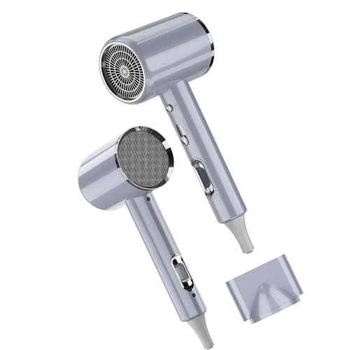 Hair Dryer Professional Ionic Blow Dryer Fast Drying for Women Men Kids, Hair Dryer Lightweight Portable Travel Hairdryer Styling Tools & Appliances with Styling Nozzle Reducing Frizz (Grey)