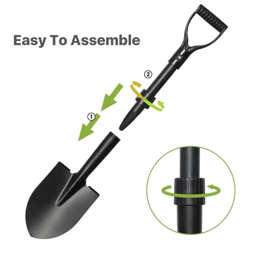 Shovel, Garden Shovel for Digging, 28" Gardening Shovels Heavy Duty with D Handle, Pointed Spade Shovel for Camping, Edging, Beach Sand, Metal Garden Shovel with Fiberglass Shaft, Black 6