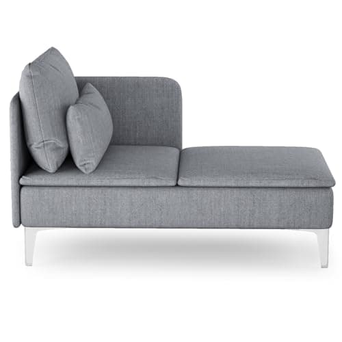 MELLCOM Chaise Lounge Indoor, Upholstered Modern Design Chaise Lounge Chair with Metal Feet, Grey, 27.6 inches (D) x 51 inches (W) x 27.6 inches (H), Grey Linen Fabric