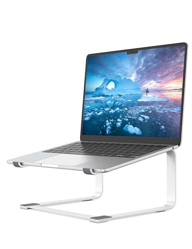 SOUNDANCE Laptop Stand for Desk, Metal Computer Riser, Heavy Stable PC Holder, Ergonomic Laptops Elevator for 12 to 17.3 Inches Notebook Computer, White