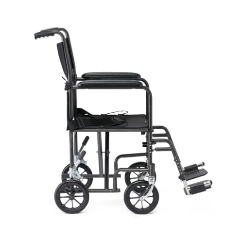 Black Hammertone Transport Chair, 19inch Seat, 300lbs Weight Capacity, Lightweight 6