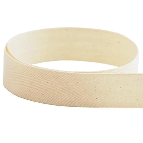 USA Made Ribbon Factory 3/4" Natural Cotton Twill Tape - 50 Yards - Soft & Medium Weight - (Multiple Widths Available)