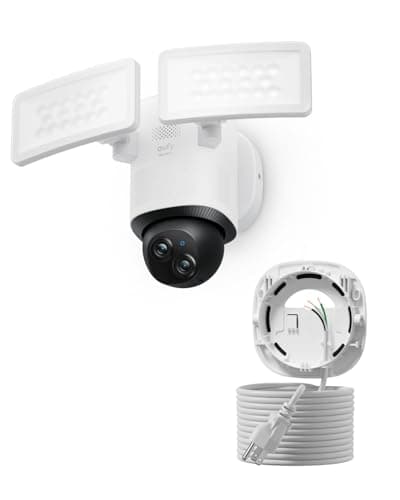 eufy Floodlight Camera E340 with AC Cable, Security Camera Outdoor, 360° PTZ, 24/7 Recording, 2.4G/5G Wi-Fi, 2000 LM, Motion Detection, Built-in Siren, Dual Cam, HB3 Compatible, No Monthly Fee