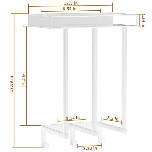 Ovicar Towel Racks for Bathroom - Wall Mounted Towel Rack with Metal Shelf & 3 Hooks, 3 Bars Wall Towel Holder for Small Bathroom, Bath Towel Storage for Rolled Towels Organizer (White) 7