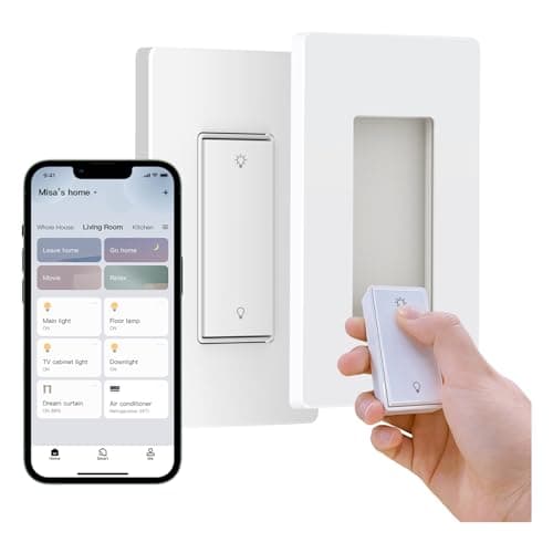 Matter Certified Smart Dimmer Switch with Advanced Remote Control, Voice Controlled by Siri, Alexa & Google Assistant, Single-Pole Switch with Seamless RF Technology, Neutral Wire Needed, Dimmable