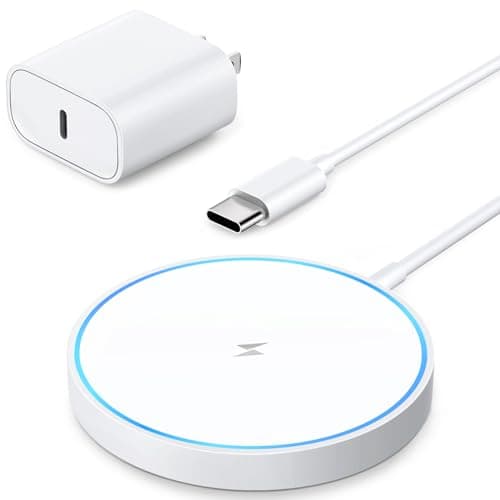 Magnetic Wireless Charger Mag Safe Charging Pad Compatible with iPhone 17/17 Pro Max/iPhone Air/16/15/15 Plus/14/13/12 Series, 2025 Upgraded Fast Mag-Safe LED Charger with 20W Type-C Adapter (White)