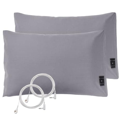 2PCS 20"*30"Grounding Pillowcase with Grounding Cord, Soft and Comfortable Cotton Grounding Pillow Cover, Reduce Inflammation Sleep Therapy Conductive Pillowcases