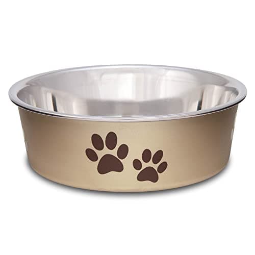 Loving Pets Bella Dog Bowls- Stainless Steel Dog & Cat Bowls - Spill Proof Dog Food Bowl, Cat Bowl, Puppy Essentials & Pet Supplies Great for Home & Travel (Small 10-20 lbs, Champagne)
