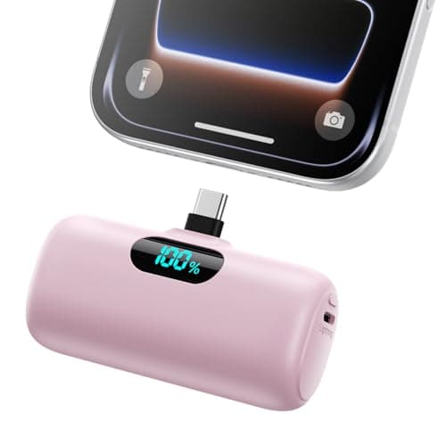 Feob Mini Portable Charger 5000mAh Power Bank,15W PD USB C Cell Phone Portable Power,LCD Display Battery Pack Compatible with iPhone 17/Air/17 Pro/17Pro Max/16/15 Android/Samsung/Moto(Type-C Only)