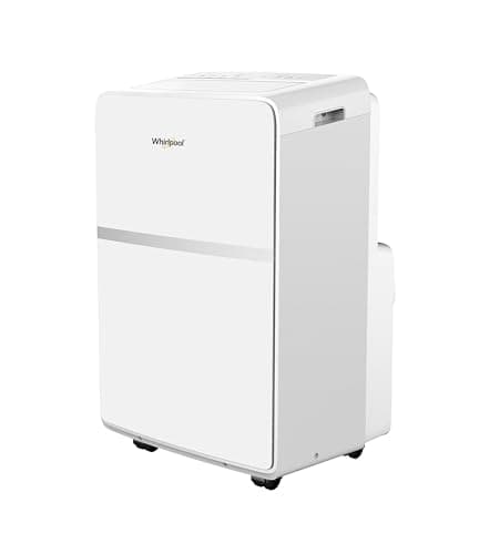 Whirlpool 8,000 BTU Portable Air Conditioner with Dehumidifier for Apartment, Bedroom, Small Rooms up to 200 Sq. Ft., 115V, with 3 Speeds, 24H Timer, and Remote Control, White