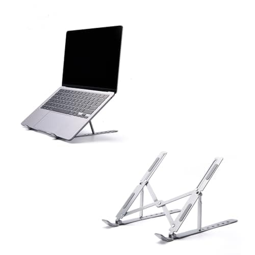 Vancold Portable Laptop Stand, Adjustable Ergonomic Aluminium Laptop Mount Stand, Detachable Notebook Riser Holder for Desk Compatible with MacBook, Dell, Lenovo More 10-15.6" Laptops-Silver
