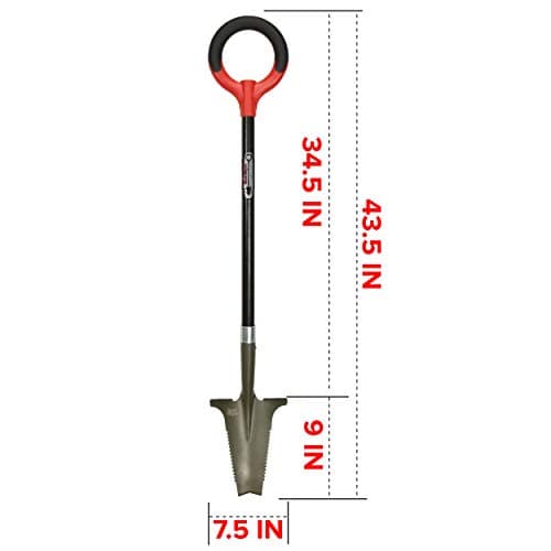 Root Slayer 23311 Perennial Garden Shovel with Serrated Blade for Digging and Root Cutting, Fiberglass Shaft, Heavy Duty Steel Spade, Red 5