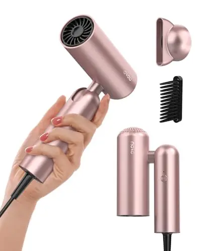 osou Travel Hair Dryer, Dual Voltage with Auto-Sensing, 1B Plasma Particles, 200times/s Temp Control, Portable Blow Dryer with Single-Sided Comb