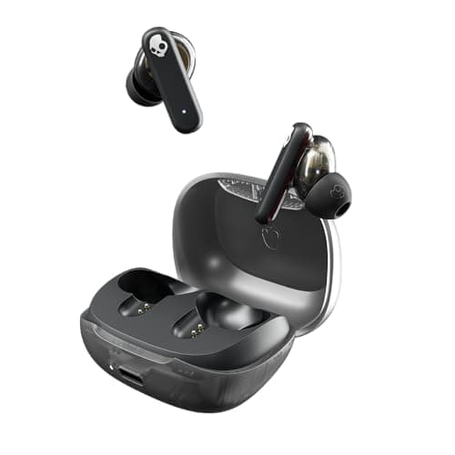 Skullcandy Smokin’ Buds Wireless Earbuds, Bluetooth Headphones, Noise Isolating Fit, Up to 20 Hours Battery, IPX4 Sweat and Water Resistant, Microphone for iPhone Android - Midnight Smoke
