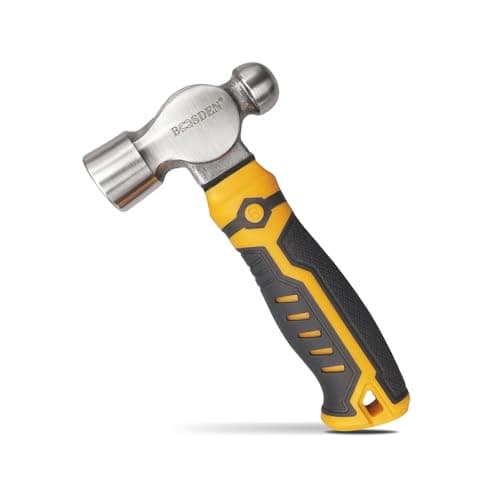 BOOSDEN Small Ball Peen Hammer, 15 oz, Stubby, Forged Fine Grain Steel Head, Non-slip Rubber Grips, Jewelry Hammer for Metalworking, Crafting
