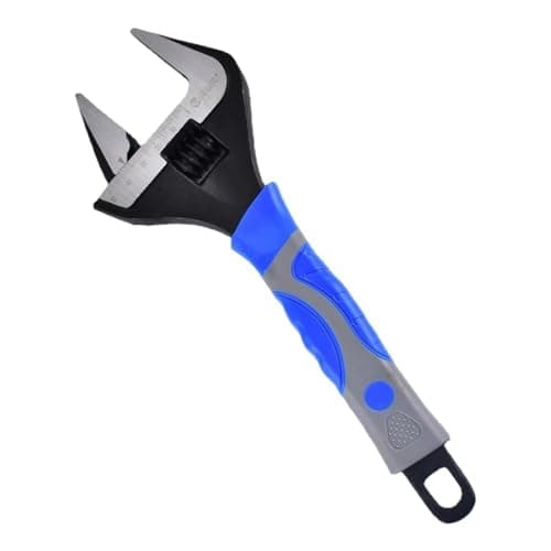 8-inch Wide Jaw Adjustable Wrench - Wide Mouth Crescent Wrench for Plumbing & DIY Tasks, Dual Metric & SAE Scale, Comfortable Soft-Grip Handle for Precision & Control