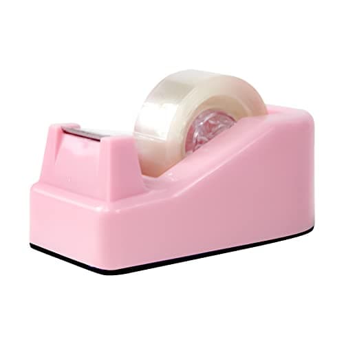 Yiautao 1Pcs Desktop Tape Dispenser Adhesive Roll Holder with Weighted Nonskid Base, Pink (Tape not Included)