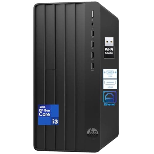 HP Desktop Computer Tower, 13th Gen Intel Quad-Core Processor, 8GB DDR4 RAM, 256GB SSD, 500GB External HDD, Keyboard and Mouse, WiFi Adapter, Vga, Rj-45, Hdmi, Windows 11 Home, Office 365