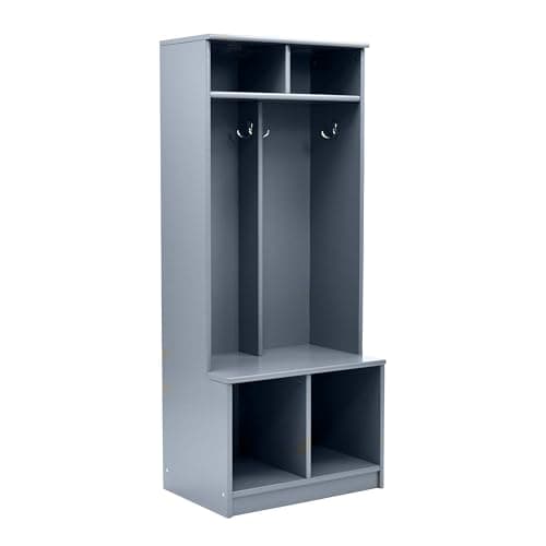 Little Partners Kids Wooden Locker, Two Cubby, 6 Compartment Open Storage Coat Locker for Toddlers and Kids, Durable Construction (Earl Grey)