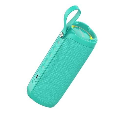 Bobtot Portable Bluetooth Speaker, IPX6 Waterproof Speaker with Punchy Bass, 15W Loud Sound, RGB, 15H Playtime, Dual Pairing for Party, Camping, Beach, Teal