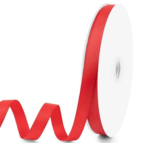 5/8" X 100 Yards Red Grosgrain Ribbon, Premium Grosgrain Ribbon for Sewing, Gift Wrapping, Bow Making, Wedding Decor, Wrapping and More (Red)