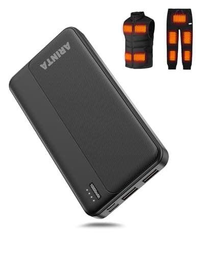 ARINTA 5V 2A Battery Pack Power Bank for Heated Vest, Heated Jackets, Heated Pants, 10000mAh Pocket Size Portable Charger for Heated Clothing, USB Heated Blankets, Heated Coats. (Black)