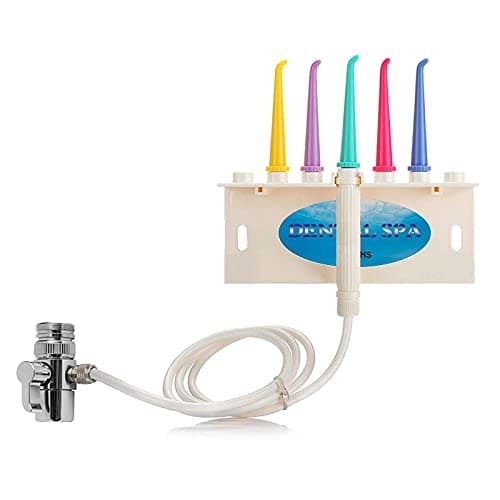 Water Dental Flosser for Family Use 5 Color Jet Tips for Faucet & Shower, Oral Irrigator Non-Electric Safety Water Pressure,Oral Care Tooth Cleaning. Energy Saving & Environmental Protection.