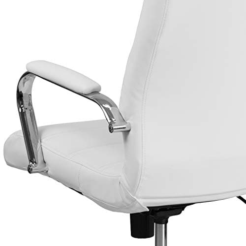 Flash Furniture Whitney High-Back Swivel LeatherSoft Desk Chair with Padded Seat and Armrests, Adjustable Height Padded Office Chair, White/Chrome 13