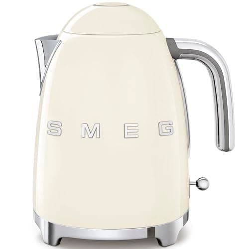 SMEG 50's Retro Style 7 Cup Electric Water Kettle with Automatic Shutoff, Removable Base, and Water Indicator, KLF03CRUS, Cream