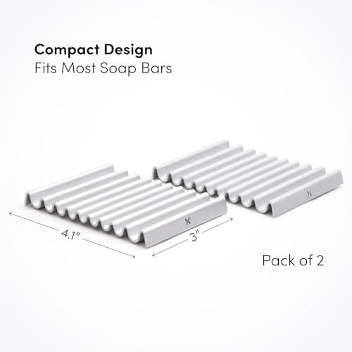 Xympo Aluminum Soap Dish (Pack of 2) – Rustproof Anodized Metal Soap Holder with Fast Drainage, Non-Slip Silicone Base, Modern Minimalist Design – Durable & Easy to Clean for Bathroom, Kitchen & Sink 5