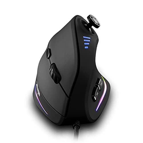 zelotes Wired Gaming Mouse with Joystick,10000DPI,11 Programmable Buttons,RGB,USB Optical Corded Vertical Ergonomic Mouse,Mice for Laptop,PC,Mac,Black